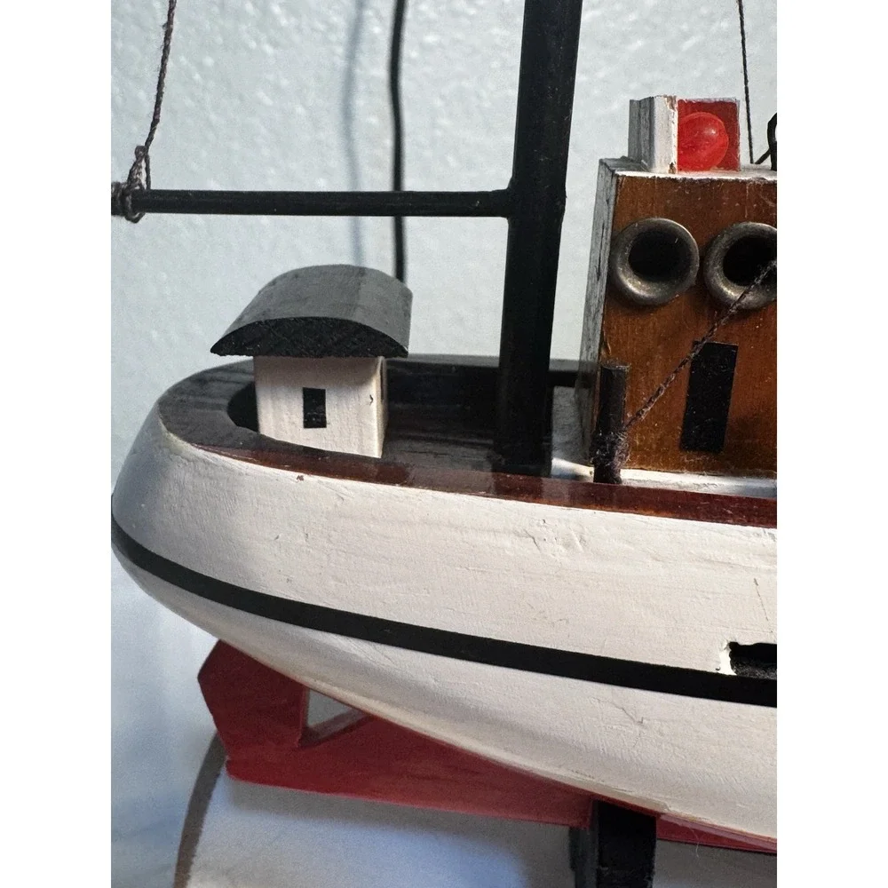 Shrimp Boat Model Fishing Trawler Complete Built Wooden Hull Painted with Stand